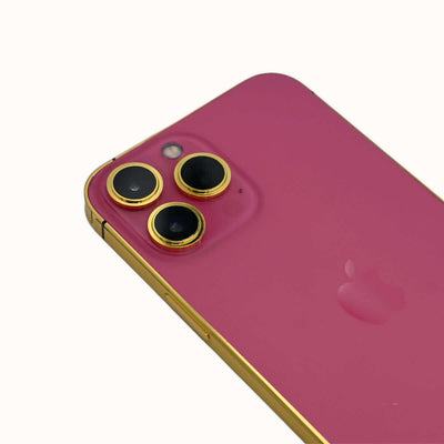 24K Gold Plated Frame Apple iPhone 13 Pro Max - Pink- 128 GB (Back Side)