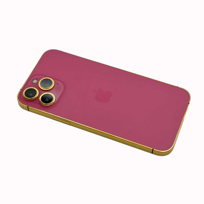 24K Gold Plated Frame Apple iPhone 13 Pro Max - Pink- 128 GB (Back)