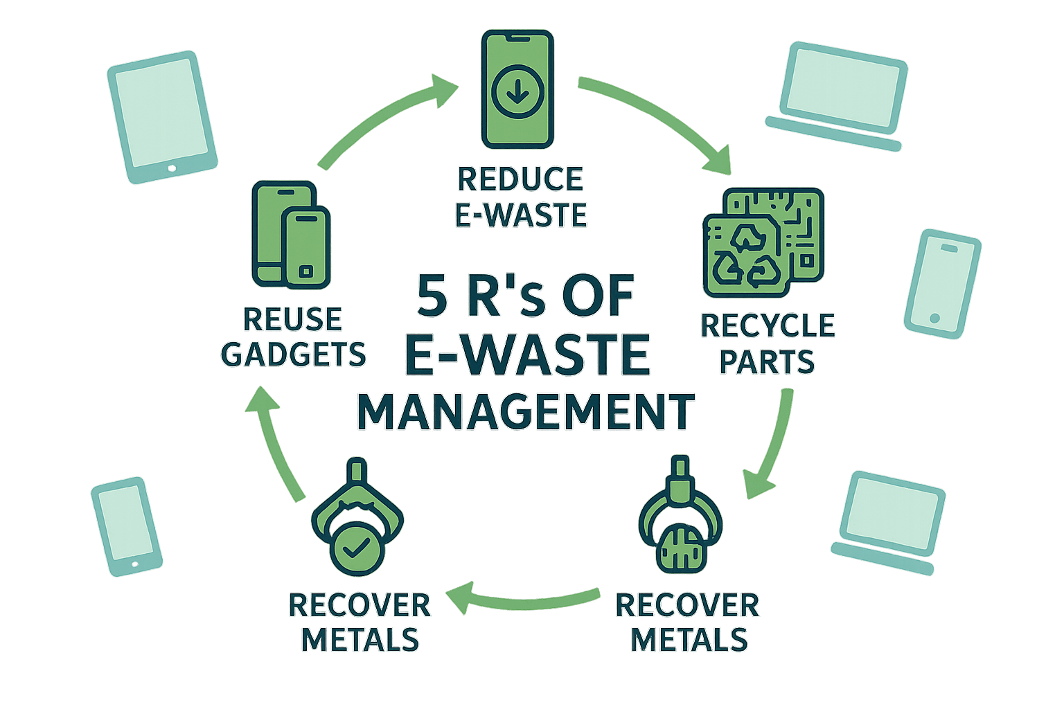 Reduce e-waste, reuse gadgets, recycle parts, recover metals, dispose safely - Fonezone.ae