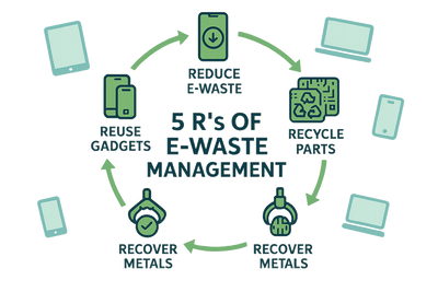Reduce e-waste, reuse gadgets, recycle parts, recover metals, dispose safely - Fonezone.ae