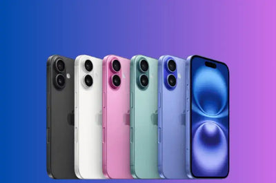 iPhone 16 in various colors showcased against a gradient background, highlighting its design and features.