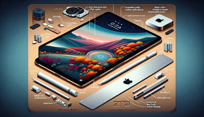 2024 iPad Pro to have smaller bezels, showcasing design elements and accessories around the new tablet.