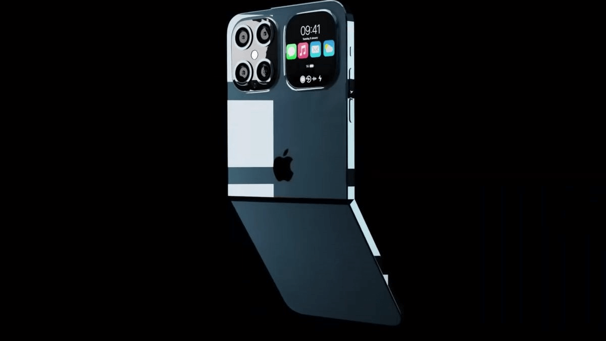 iPhone 'Flip': Apple's innovative foldable phone design showcasing its sleek appearance.