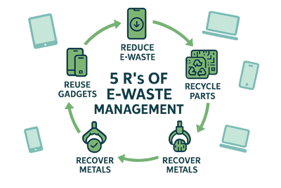 Reduce e-waste, reuse gadgets, recycle parts, recover metals, dispose safely - Fonezone.ae