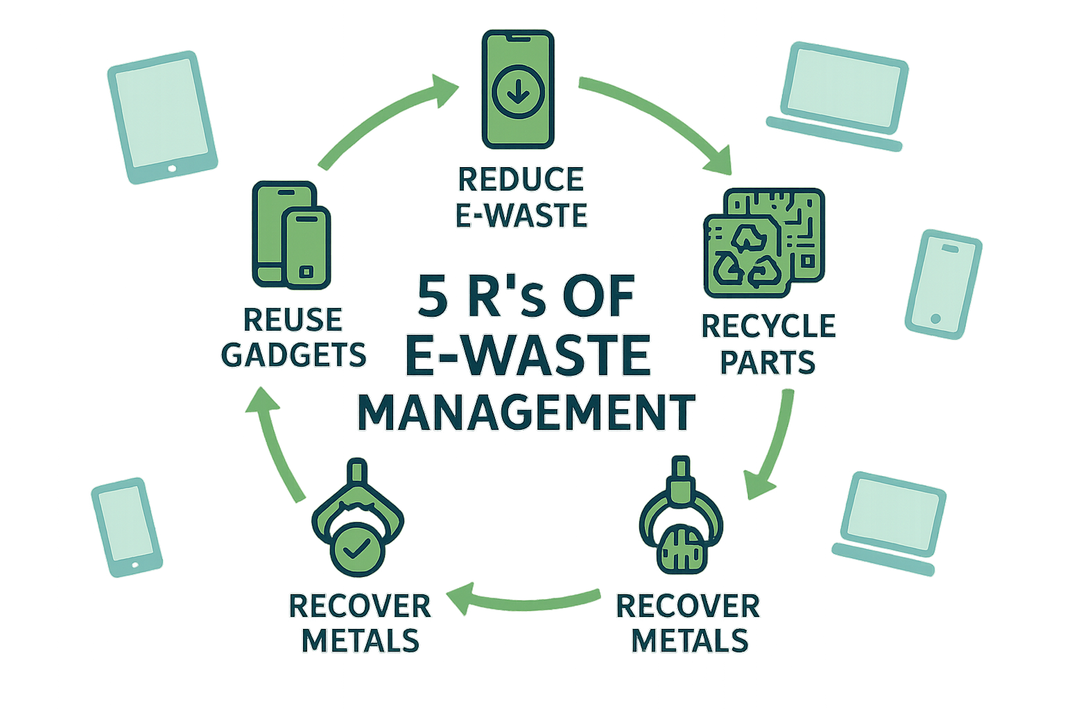 Reduce e-waste, reuse gadgets, recycle parts, recover metals, dispose safely - Fonezone.ae