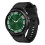 Galaxy Watch 6 Classic 47mm Silver with green dial and black strap displaying sporty time features.