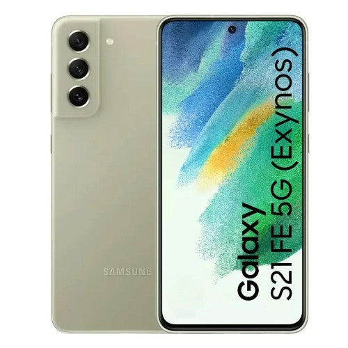 هاتف ذكي Samsung Galaxy S21 FE 5G يعمل بنظام Android SM-G990U بسعة تخزين 128 جيجابايت وذاكرة وصول عشوائي 6 جيجابايت وبطاقة SIM غير مقفولة وهاتف محمول 5G باللون الزيتوني