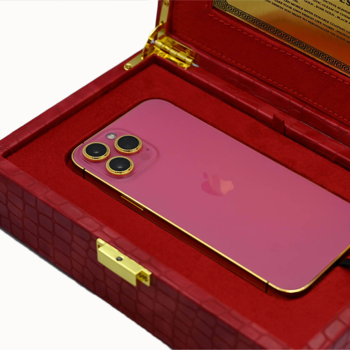 24K Gold Plated Frame Apple iPhone 13 Pro Max - Pink- 128 GB in UAE