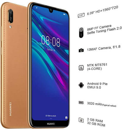 Huawei Y6 Prime 2019 64GB, 3GB Ram singe sim Amber Brown - Refurbished