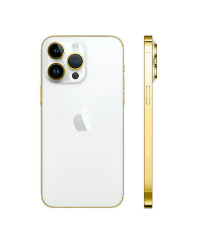 24K Gold Plated Frame Apple iPhone 13 Pro Max - White - 128 GB ( Back View)