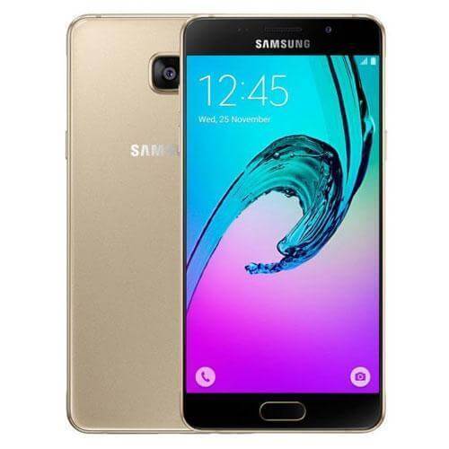 Samsung Galaxy A9 smartphone in gold color with vibrant display