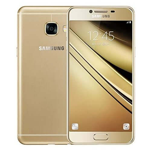 Samsung Galaxy C7 Dual Sim 32GB 4G LTE Gold smartphone front and back view