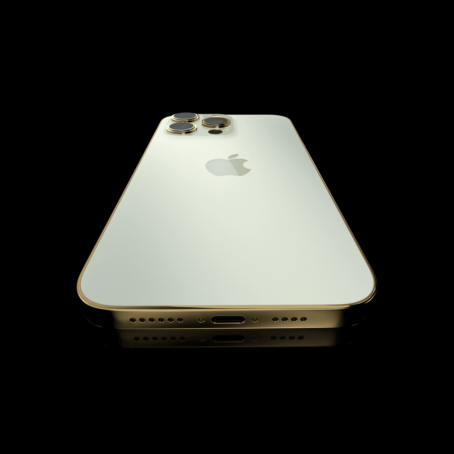 24K Gold Plated Frame Apple iPhone 13 Pro Max - White - 128 GB (Back Flip)