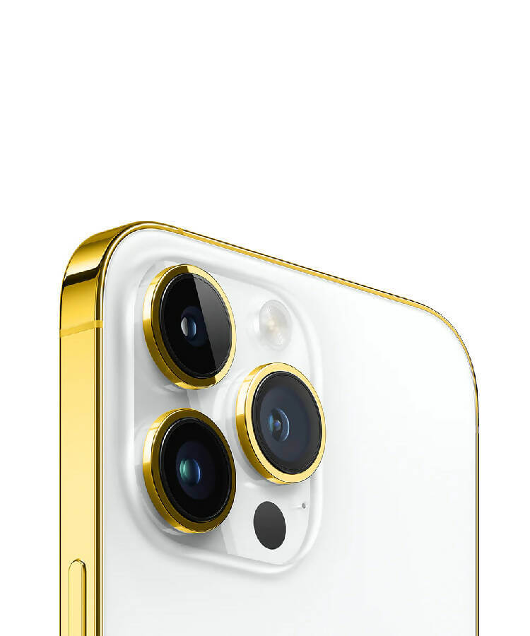 24K Gold Plated Frame Apple iPhone 13 Pro Max White - 128GB | At Fonezone.ae