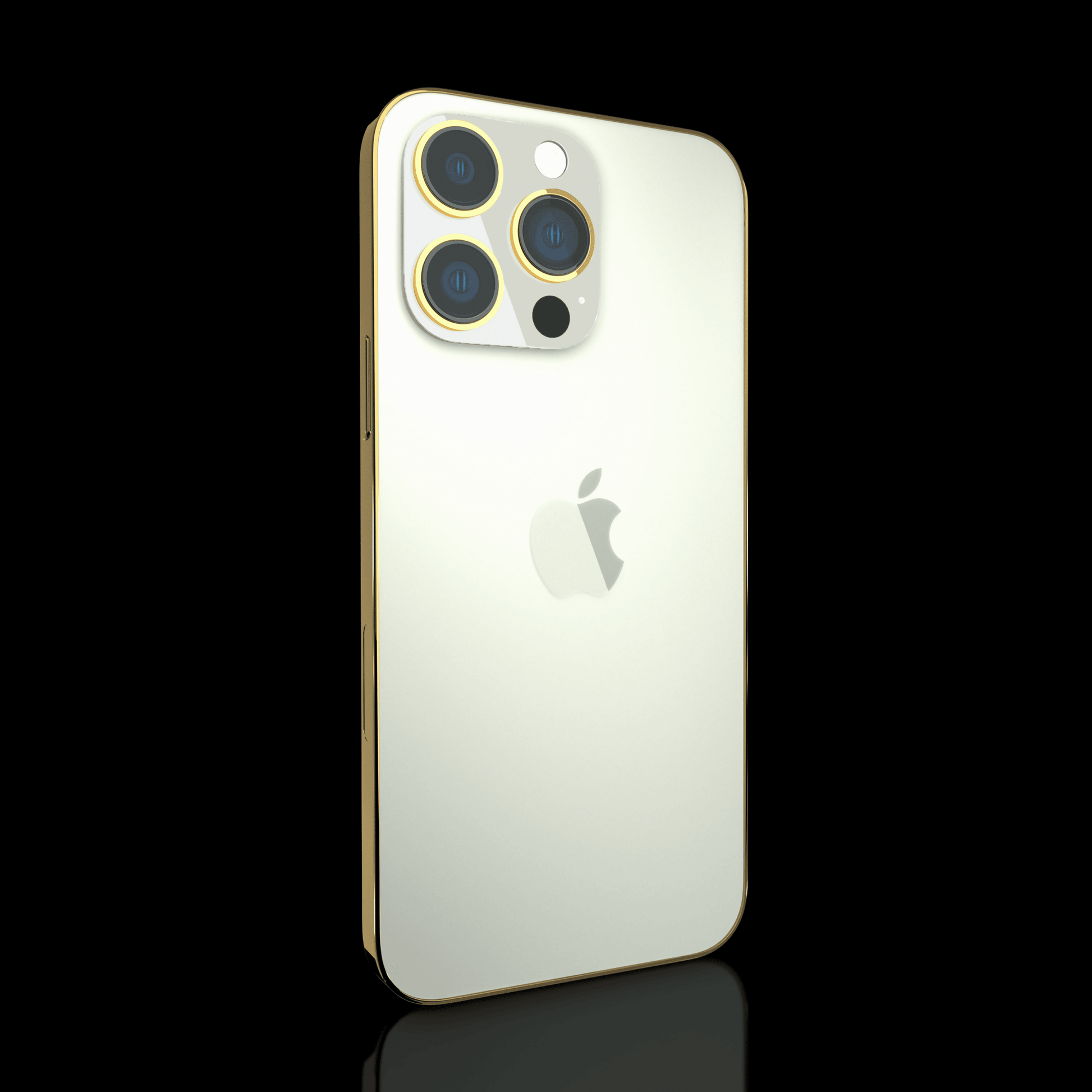 24K Gold Plated Frame Apple iPhone 13 Pro Max White - 128GB in Dubai